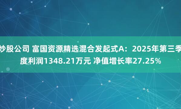 炒股公司 富国资源精选混合发起式A：2025年第三季度利润1348.21万元 净值增长率27.25%